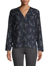 VINCE SPRING FLORAL COASTAL BLOUSE,0400010950603