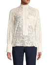 CHLOÉ EMBROIDERED LACE COTTON-BLEND BLOUSE,0400011598612