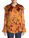 MOTHER OF PEARL MARIN SILK FLORAL BLOUSE,0400011784881