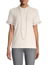 KARL LAGERFELD LACE NECKLACE TOP,0400012163437