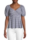 DRAPER JAMES GINGHAM PEPLUM TOP,0400011884283