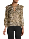 ALICE AND OLIVIA SISSY SILK-BLEND LEOPARD TOP,0400012409790