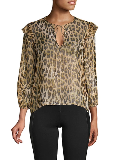 Alice And Olivia Sissy Silk-blend Leopard Top