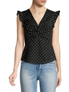 REBECCA TAYLOR BIRDSEYE DOT TWIST DETAIL TOP,0400012500606