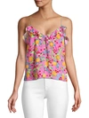 Saloni Ani Printed Spaghetti-strap Ruffle Cami
