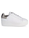 ASH AS-CULT PLATFORM LEATHER & SNAKE-PRINT SNEAKERS,0400010901600