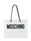 MOSCHINO LOGO CONVERTIBLE LEATHER TOTE,0400012258041