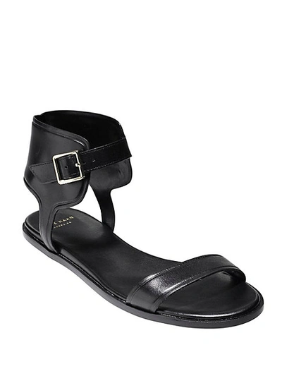 Cole Haan Barra Ankle Wrap Leather Sandals In Black
