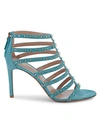 VALENTINO GARAVANI LEATHER ROCKSTUD CAGE SANDALS,0400012378453