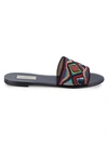 VALENTINO GARAVANI BEADED LEATHER SLIDES,0400012537374