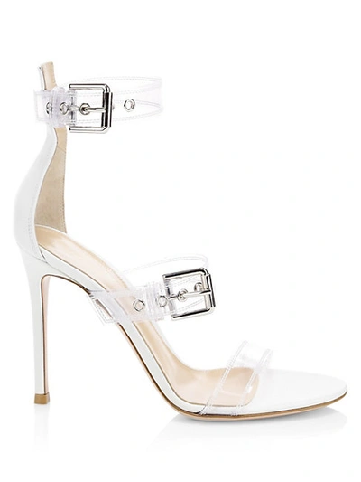 Gianvito Rossi Clear Buckle Strap Sandals In White