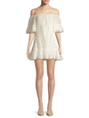 ALEXIS NORRINA OFF-THE-SHOULDER LACE EYELET SHIFT DRESS,0400012066286