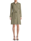 NANETTE LEPORE PLEATED FRONT BELTED SHIRTDRESS,0400012179003