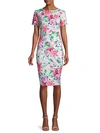 ALEXIA ADMOR SHORT-SLEEVE FLORAL SCUBA DRESS,0400012290761