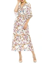 ALEXIA ADMOR MIXED-PRINT KIMONO WRAP DRESS,0400012300105