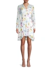 CALVIN KLEIN FLORAL CHIFFON WRAP SHIRTDRESS,0400012446104