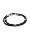 KING BABY STUDIO STERLING SILVER & BRAIDED LEATHER DOUBLE-WRAP BRACELET,0400010499664