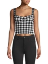 RONNY KOBO JADIE GINGHAM CROP TOP,0400099883768