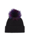 AMICALE KNIT CASHMERE & FOX FUR BEANIE,0400011202656