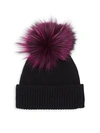 AMICALE FOX FUR-ACCENTED CASHMERE BEANIE,0400011202809