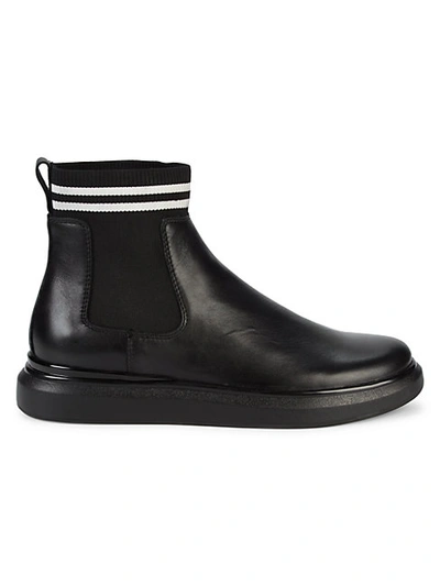 Karl Lagerfeld Leather & Sock Chelsea Boots In Black