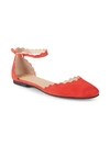 SAKS FIFTH AVENUE SCALLOPED SUEDE FLATS,0400097174969