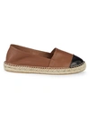 SAKS FIFTH AVENUE CAP TOE LEATHER ESPADRILLE SLIP-ONS,0400010316609