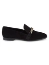KARL LAGERFELD LUELLA CHAIN EMBELLISHED SUEDE LOAFERS,0400011684956