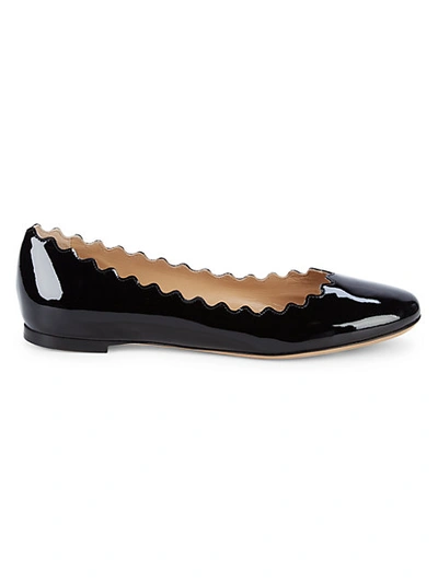 Chloé Scalloped Patent Leather Ballet Flats
