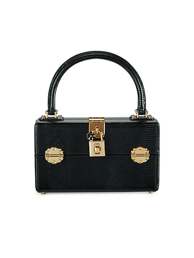 Dolce & Gabbana Embossed Leather Lock Box Handbag