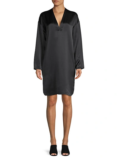 Vince Silk Long Sleeve Shift Dress