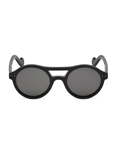 Moncler 51mm Injected Double Bridge Round Sunglasses