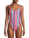 ALL THINGS MOCHI MONIQUE RAINBOW STRIPE ONE-PIECE SWIMSUIT,0400011950876