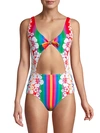 All Things Mochi Mila Striped Crossover One-piece Swimsuit