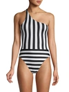 NORMA KAMALI SPLICED ONE-SHOULDER MIO ONE-PIECE SWIMSUIT,0400012485768