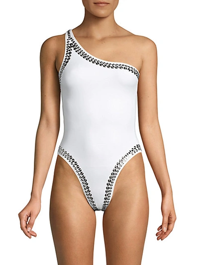 Norma Kamali Studded One-shoulder One-piece Swimsuit
