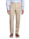 SAKS FIFTH AVENUE COLLECTION BY SAMUELSOHN CLASSIC-FIT LINEN & SILK TROUSERS,0400012441250