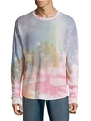 BALMAIN BEACH-PRINT LINEN SWEATER,0400012295283