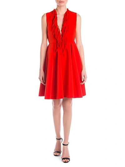 Msgm Fringe Mini Dress In Red