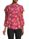 SALONI FLORAL-PRINT SILK BUTTON-DOWN SHIRT,0400011052452