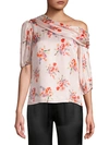 AMUR BETTY ASYMMETRIC FLORAL BLOUSE,0400011693283