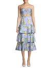 AMUR ROXY LINEN-BLEND STRAPLESS TIERED MIDI DRESS,0400011949757