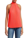 A.L.C IMANI PLEATED CHIFFON HALTER BLOUSE,0400011820409