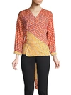 STINE GOYA UNA COLORBLOCKED DAISY WRAP TOP,0400012261102