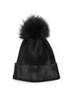 Adrienne Landau All-over Sequin Wool-blend Beanie With Pom