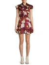 ALICE AND OLIVIA LASHAY FLORAL TIE-NECK MINI DRESS,0400011180127