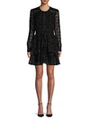 ALLISON NEW YORK RUFFLE-TRIMMED VELVET MINI DRESS,0400011507113