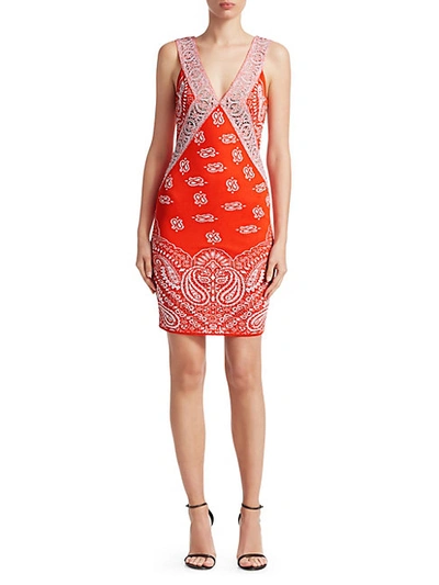 Roberto Cavalli Bandana Print Jacquard Dress In Flamingo