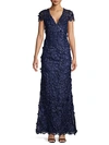 CARMEN MARC VALVO INFUSION TUFTED FLORAL & SEQUIN GOWN,0400012096640