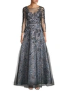 THEIA EMBROIDERED LACE GOWN,0400012334003